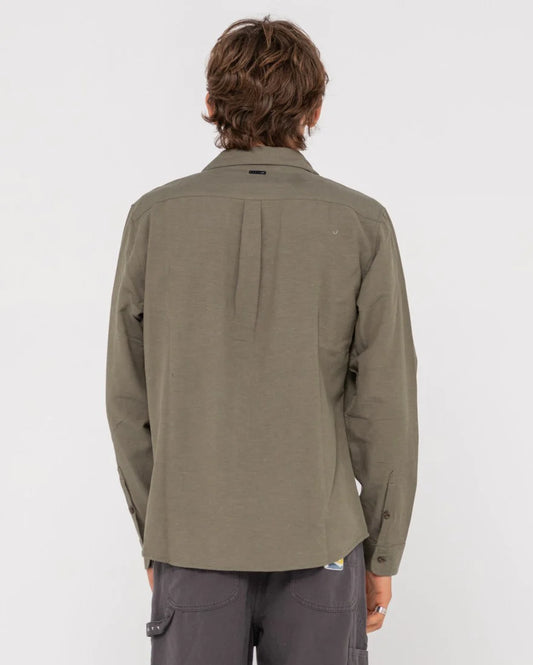 Rusty Overtone L/S Linen Shirt - Shadow Army