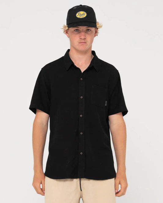 Rusty Overtone S/S Linen Shirt - Black