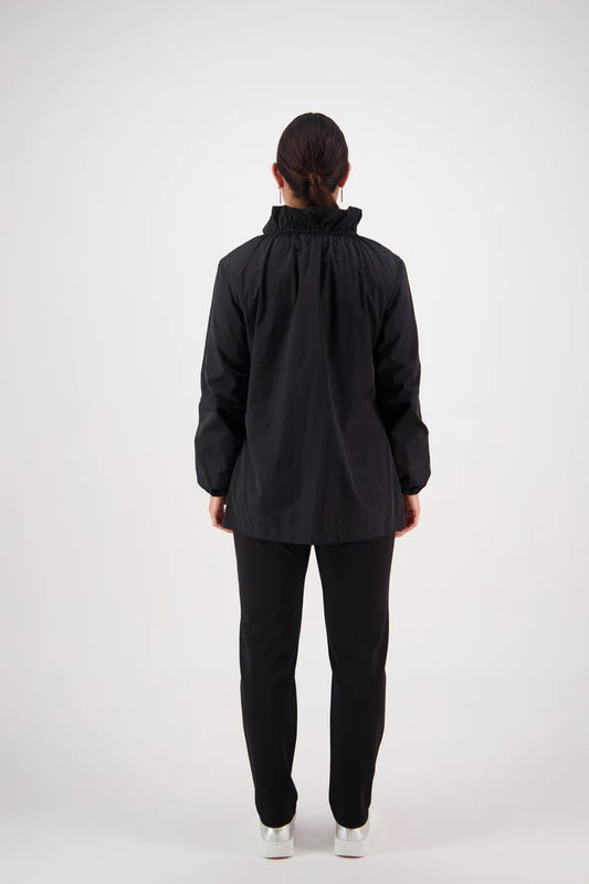 Vassalli Elastic Neckline Contrast Trim Jacket - Black