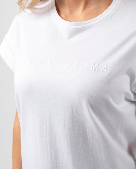 Stella and Gemma Cuff Sleeve T-Shirt - White