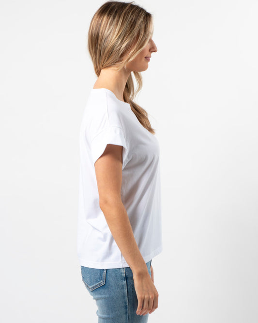 Stella and Gemma Cuff Sleeve T-Shirt - White