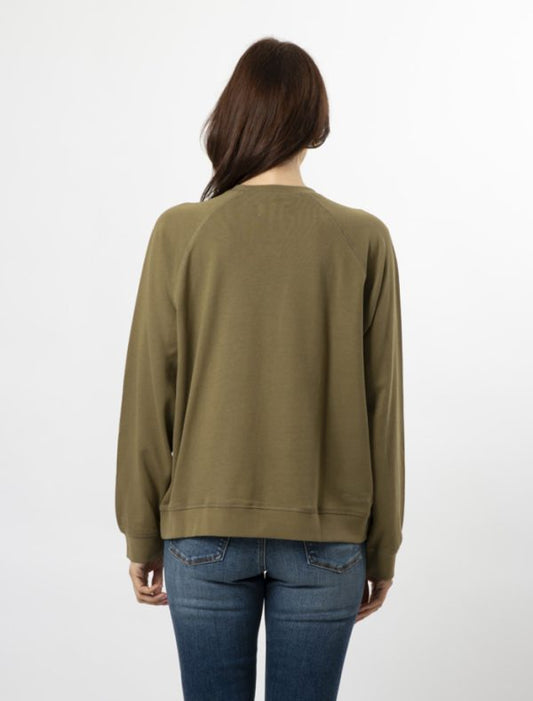 Stella and Gemma Everyday Sweater Olive - Gold Glitter Cross