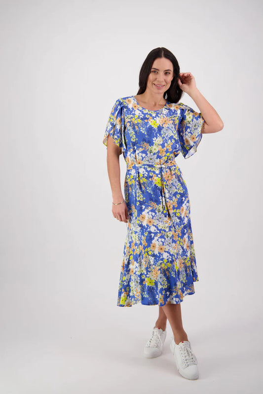 Vassalli Long Dress With Petal Sleeve - Kimono Dreams