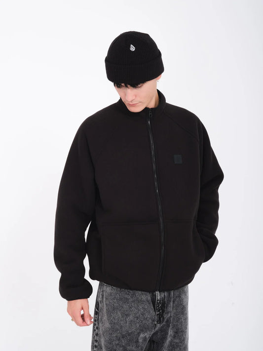 Volcom Runtime Grid Zip Sherpa Sweatshirt - Black