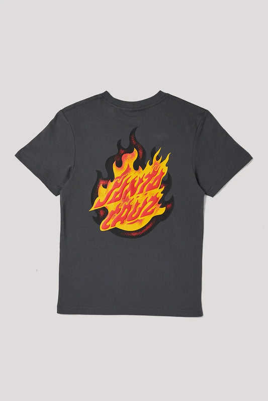 Santa Cruz Ultimate Flame Dot Center T-Shirt (Youth) - Charcoal