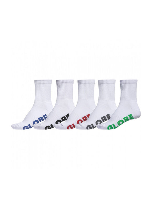Globe Stealth Crew Socks 5 Pack - White