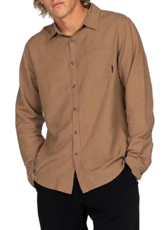 Rusty Overtone L/S Linen Shirt - Beaver Brown