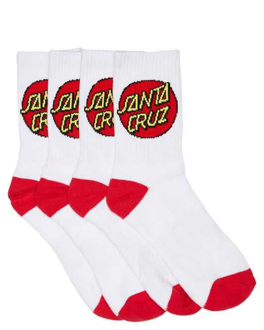 Santa Cruz Classic Dot Youth 4 Pkt Socks - White