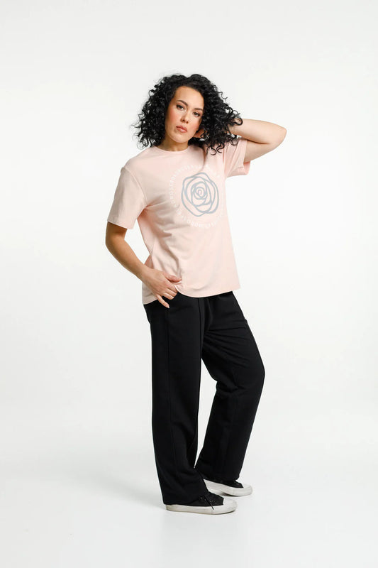 Rose Road Topher Tee - Peach with Track Print - Last One!